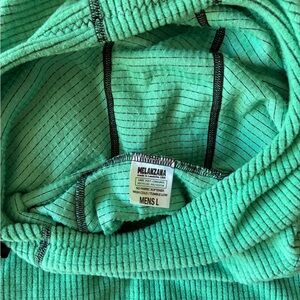 Melanzana Teal Striped Hooded Pullover